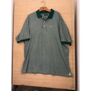 GANT Mens XL Polo Shirt Green Plaid‎ Short Sleeve Golf Casual Classic
